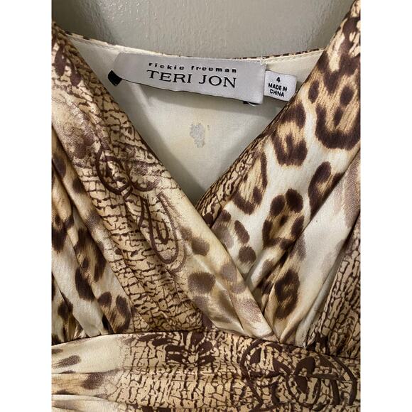 Teri Jon by Rickie Freeman 100% Silk Animal Print Babydoll Dress US4 Vintage Y2K - Picture 5 of 12